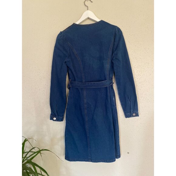 NWT Blue Denim Button-Up Dress With Belted Waist By Allega K - Size M - Picture 7 of 15